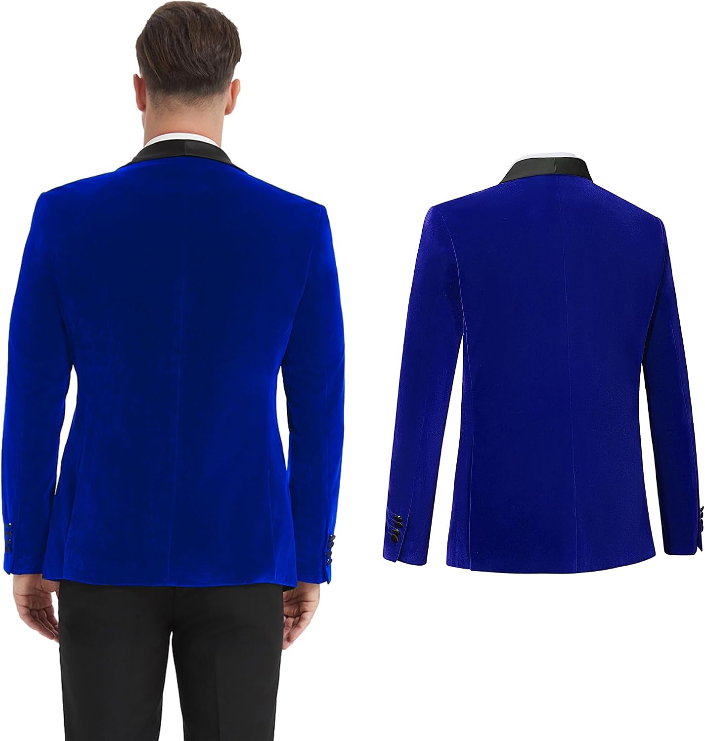 Formal Blazer for Men Slim Fit Tuxedo Jacket Velvet Shawl Lapel Solid White Shirt Bow Tie Prom Wedding Dinner Party