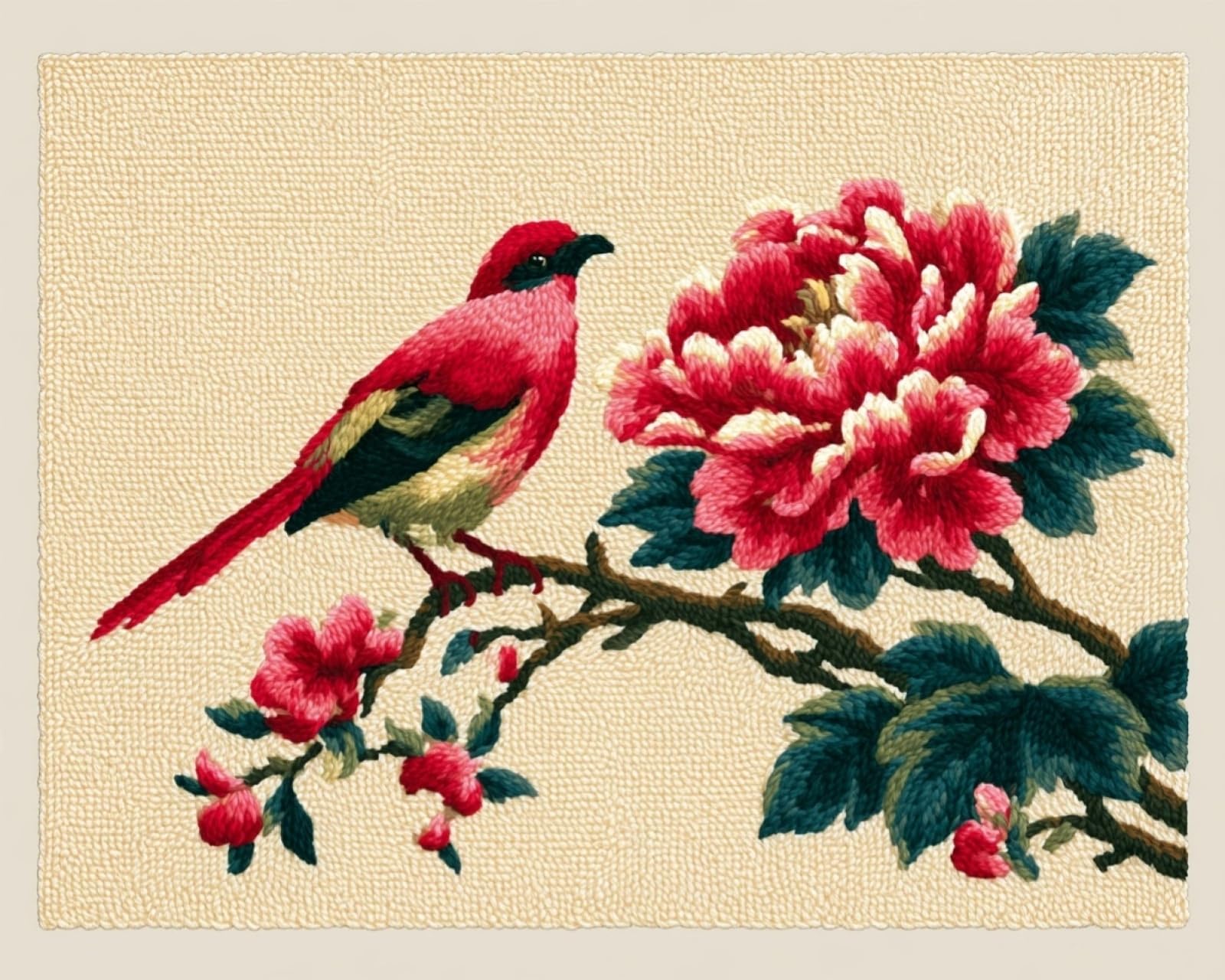Wallphantom Latch Hook Rug Kits for Adults Beginners,Peony and Bird