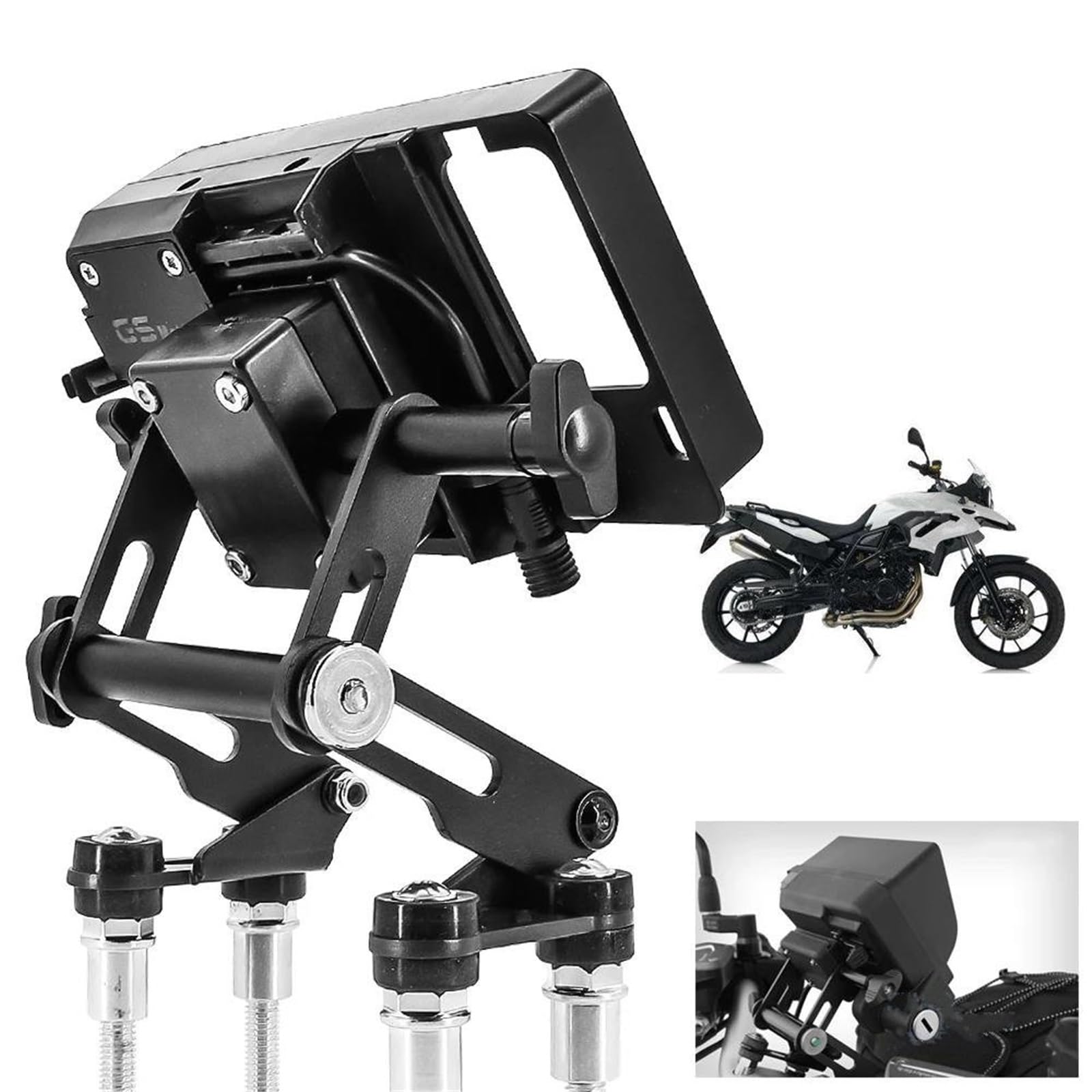 Soporte Extensible Ajustable para Teléfono Y Navegador GPS para Motocicleta, Compatible con para B&MW F700GS, F800GS, F650GS, G650X Y F800R. Soporte Placa Navegación GPS Teléfono Móvil(1-22MM)