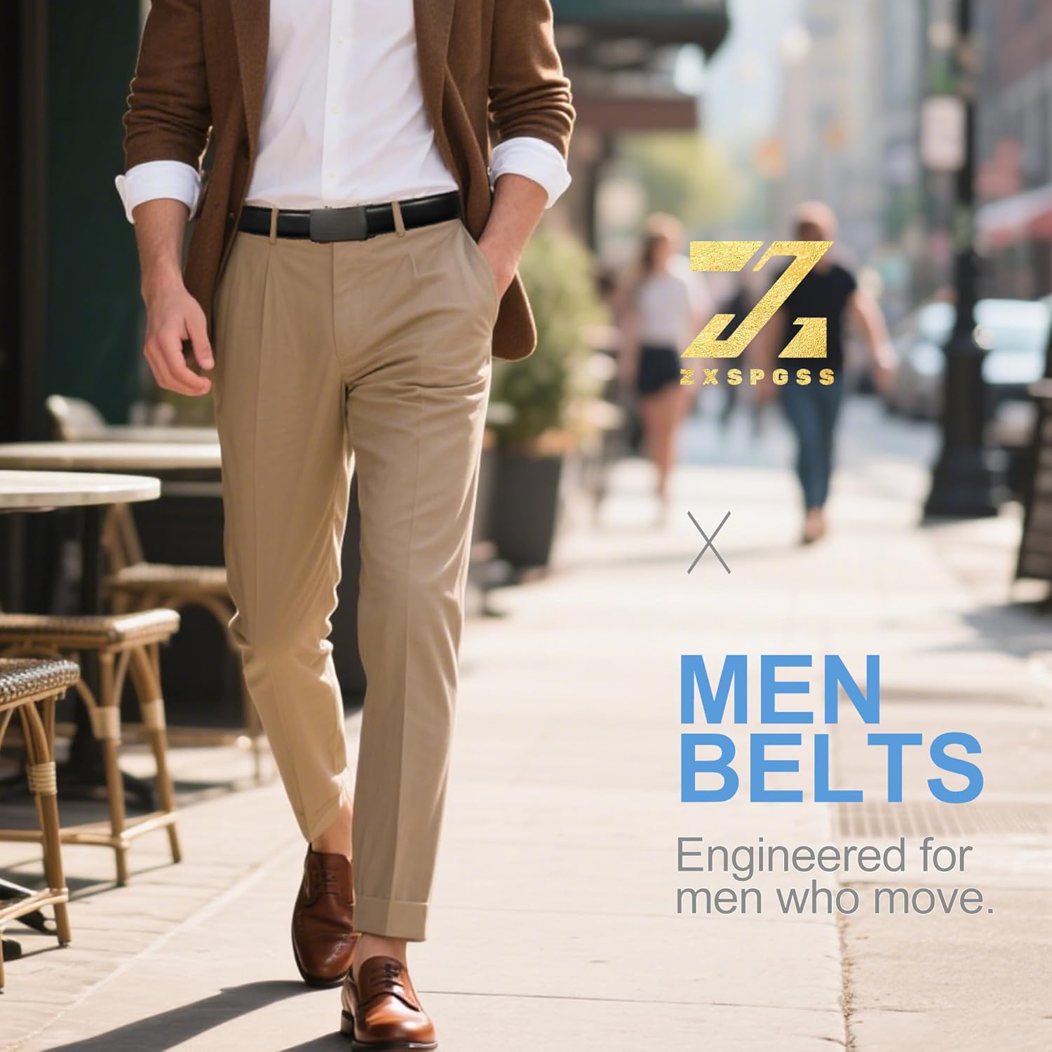 Men's Leather Ratchet Belt, 1-3/8" Wide, Auto Buckle, Trim-to-Fit, No Holes, Casual & Dress, Gift Box - Image 7