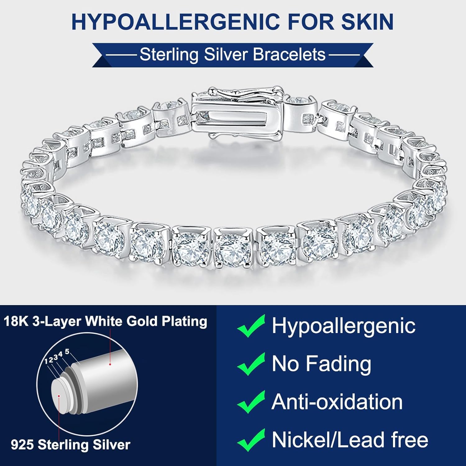 2-6.5mm Moissanite Tennis Bracelet for Women mens Bracelets Gifts Diamond Tennis Bracelet Gifts - Image 5