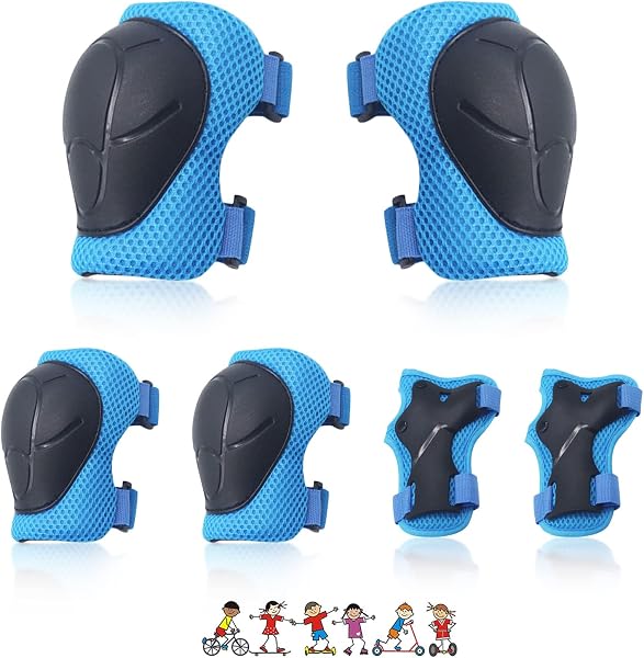 Ginocchiere per bambini, set di protezioni in linea per bambini, 3-8 anni, protezioni regolabili, ginocchiere, attrezzature di protezione per skateboard, scooter, pattinaggio, sci, guida, - 1