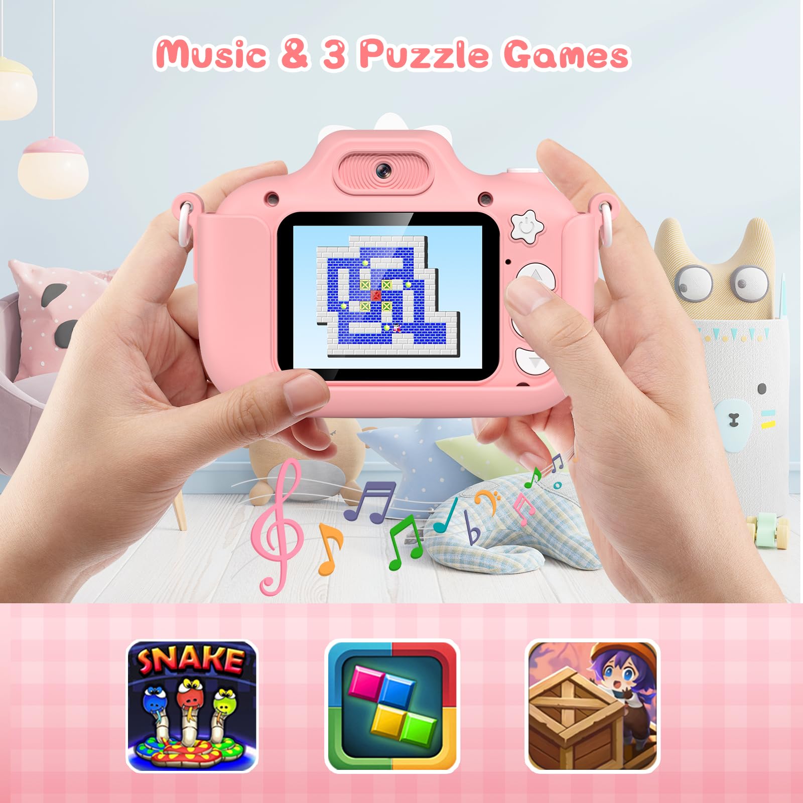 Gofunly Macchina Fotografica Bambini, 2.0 Pollici Mini Ricaricabile Fotocamera Digitale Bambini HD 1080P Selfie Videocamera con Scheda 32GB, Regalo Natale & Compleanno per Ragazze Ragazzi 3 a 12 Anni