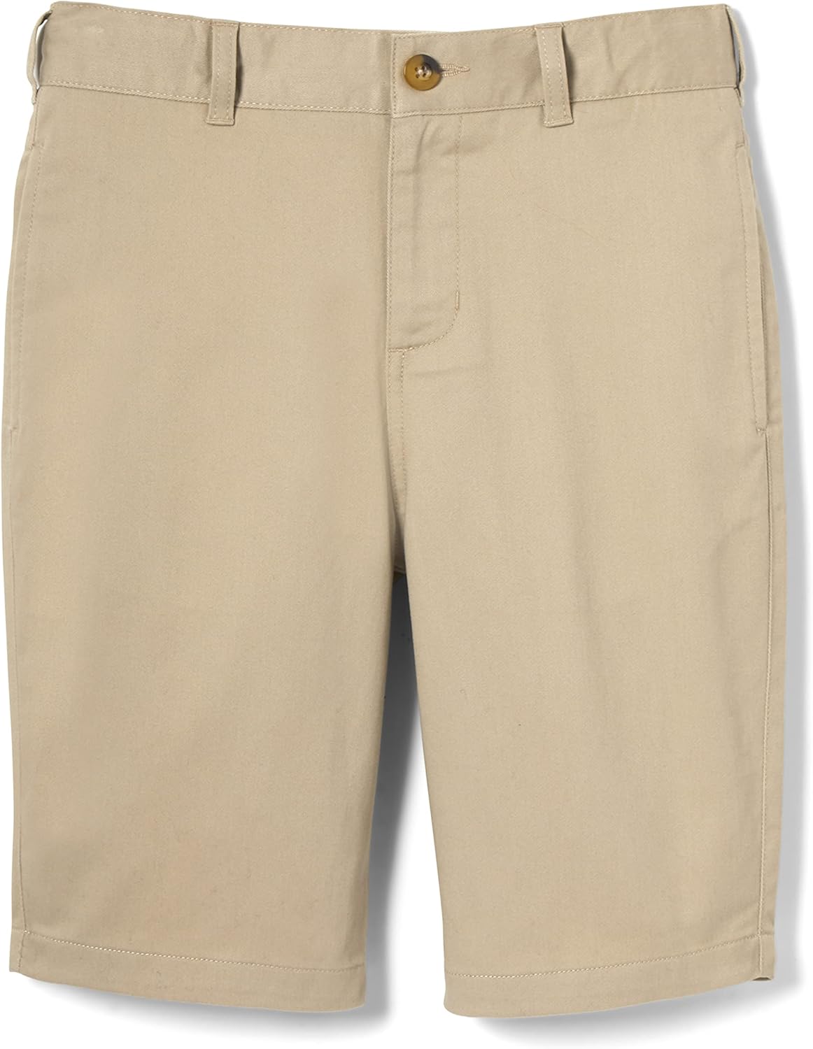French Toast Boys' Adjustable Waist Flat Front Chino Bermuda Shorts with Stretch (Standard & Husky), Khaki, 16