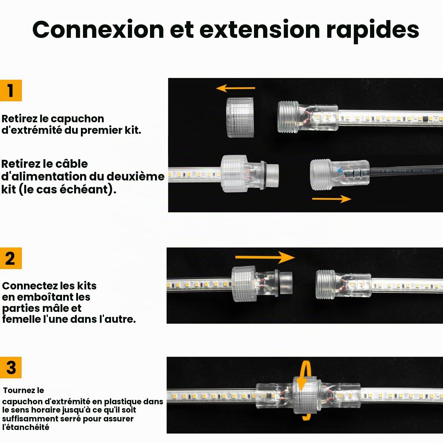 Projecteur de Chantier 90W,Barre LED 10m,11.000lm Lampe Chantier avec Prise,6500K,IP54, Étanche pour Garage, Atelier,Travail (Avec un moulinet)