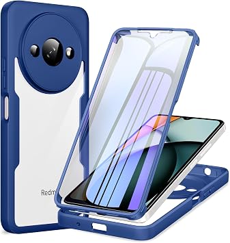 Phoona f r Xiaomi Redmi A3/Redmi A3X H lle 360 Grad Robust Sto fest Schutzh lle mit Eingebautem Displayschutz Case Transparent Panzerh lle Handyh lle f r Redmi A3/Redmi A3X Blau