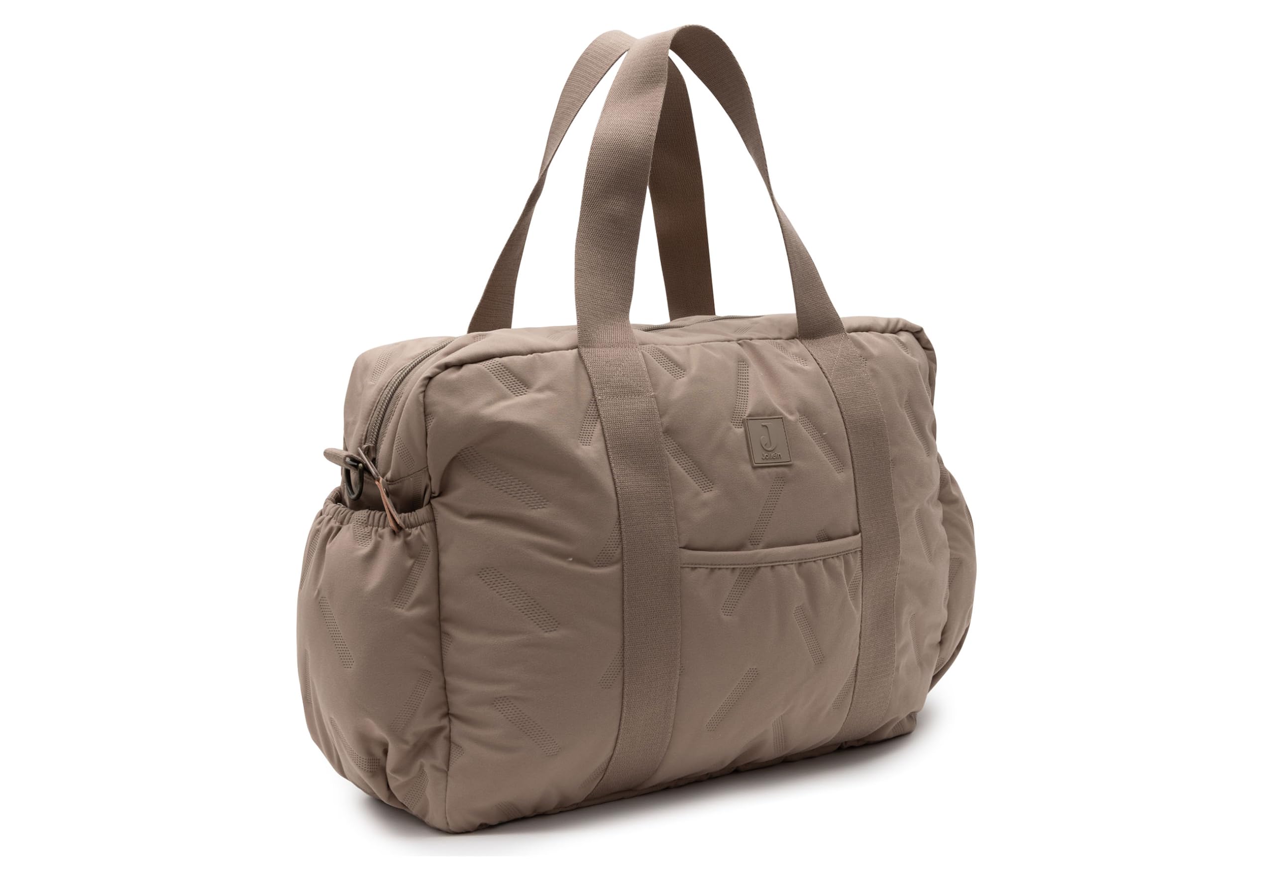 Jollein Sac à Langer - Embossed Lily - Milky Coffee - Sac à Langer Stylé à Motif Gaufré - Déperlant et Facile d’Entretien - Bandoulière Réglable - 42x30x15 cm