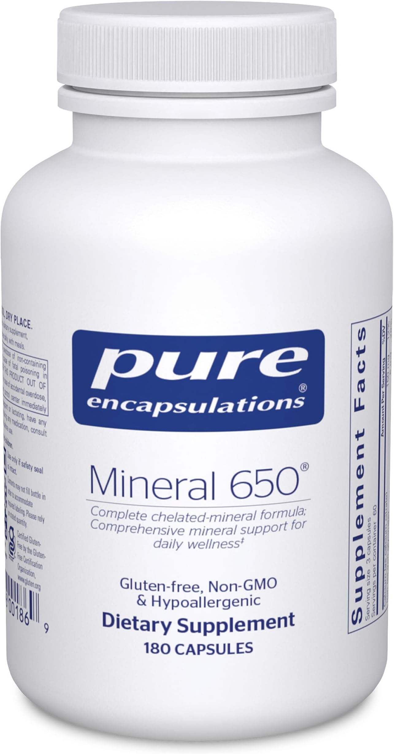 Mineral 650 | Hypoallergenic Combination of Balanced Chelated|Minerals | 180 Capsules