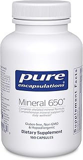 Pure Encapsulations Mineral 650 | Hypoallergenic Combination of Balanced Chelated|Minerals | 180 Capsules