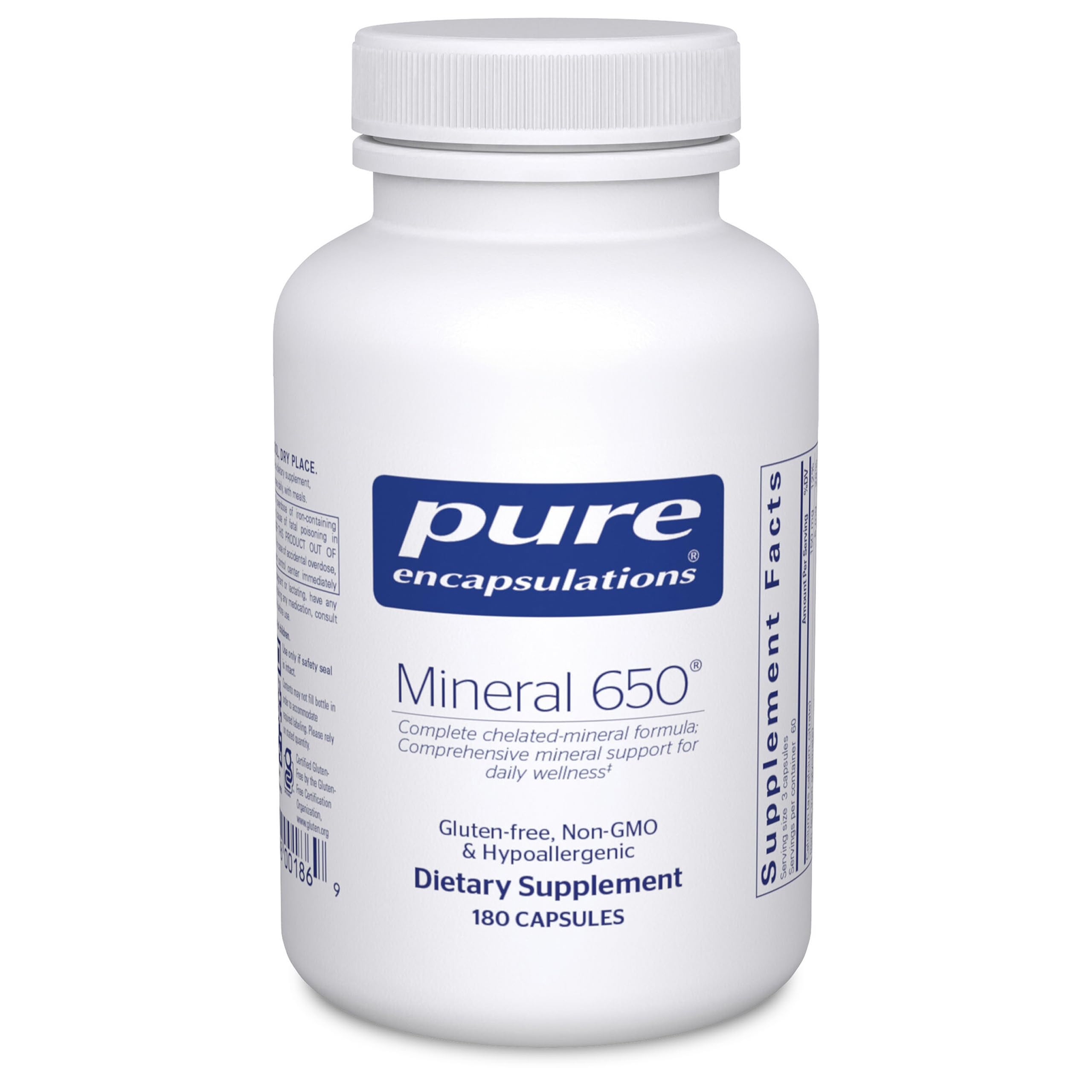 Mineral 650 | Hypoallergenic Combination of Balanced Chelated|Minerals | 180 Capsules