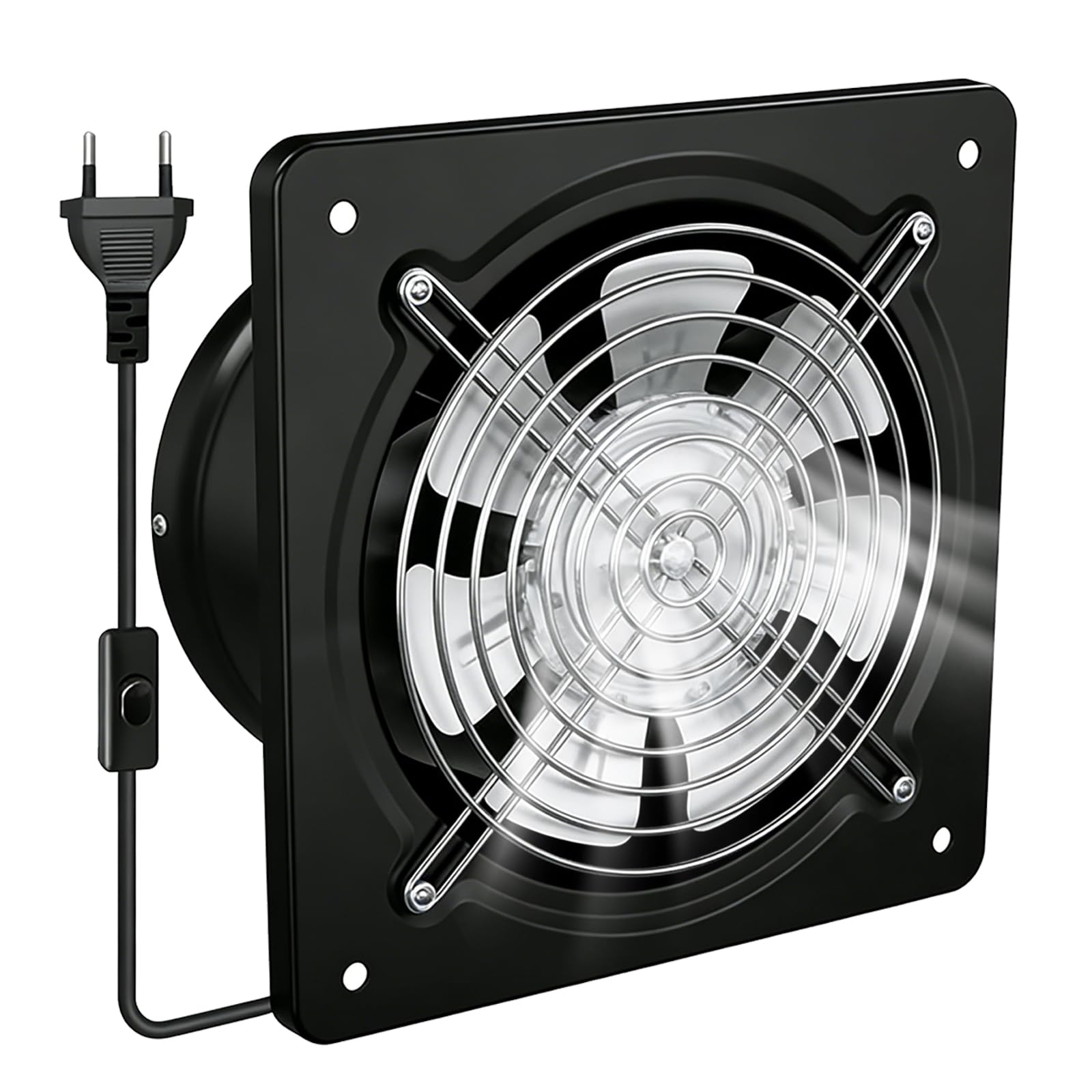 PORFOYO 150 Mm Extracteur D'air Chaud, Ventilateur Extracteur D'air, Ventilateur Mural, 600 M³/H, Valve Anti-Retour, Issant, Silencieux, Et Efficace Pour Cuisine Salle De Bain Garage, Noir
