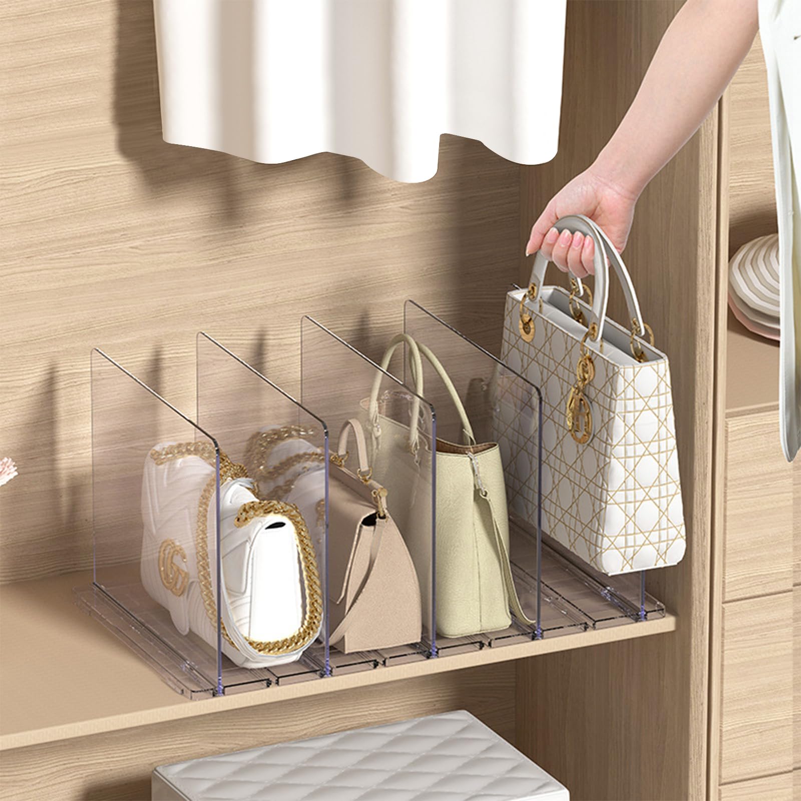 Youding Handtas-organizer voor kast, transparante plankverdelers, transparante tashouder, handtasorganizer voor organisatie