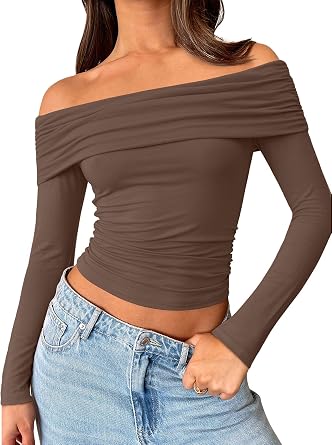 Trendy Queen Women Off Shoulder Tops Long Sleeve Shirts Going Out Outfits