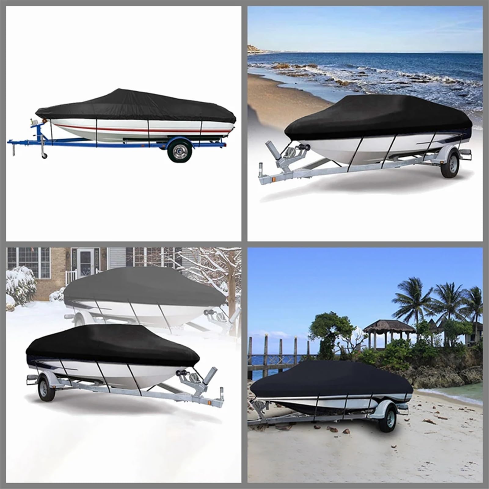 Telo Copri Barca Copertura for barca 210D 11-22 piedi Tessuto trasportabile Yacht Marine V-shape Tela for barche Copertura for barca da pesca impermeabile anti-UV Tenda Telo Copertura(17-19FT 600x300C