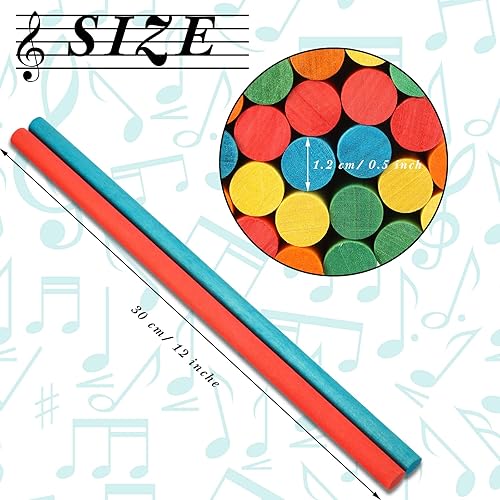 Miniatura 9 de Juego de 30 palos lummi de música rítmica, 5 colores, instrumentos musicales de madera para niños pequeños, regalo para niñas, niños, aula, jugar,