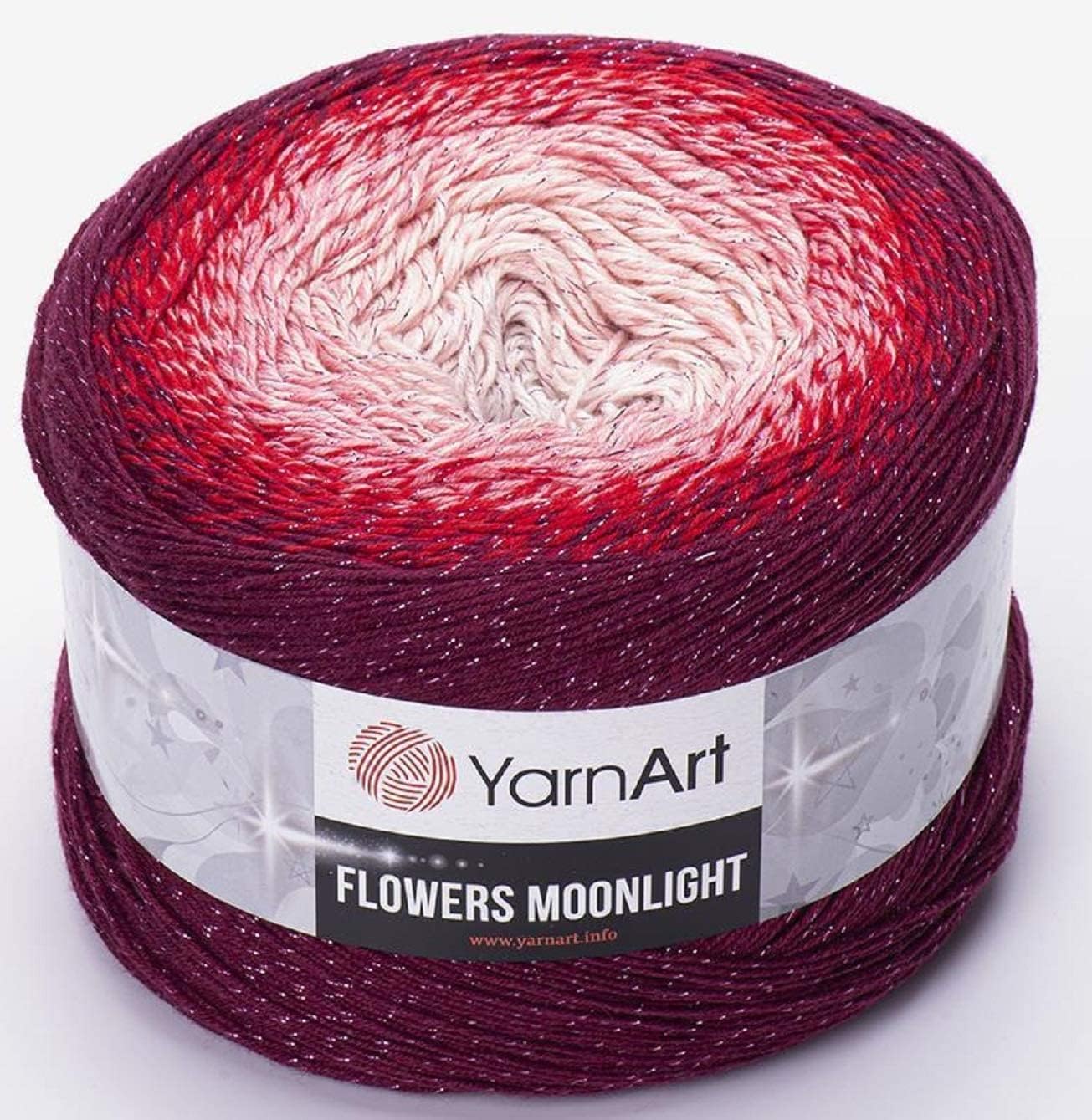Yarn Art Flowers Moonlight Glitter Cotton Yarn, Silvery Cake, Multicolor Cotton
