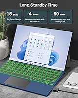 Vista 7 de Moko Funda tipo compatible con Microsoft Surface Pro 7 Plus/Pro 7/Pro 6/Pro 5/Pro 4/3, teclado inalámbrico ultra delgado con trackpad