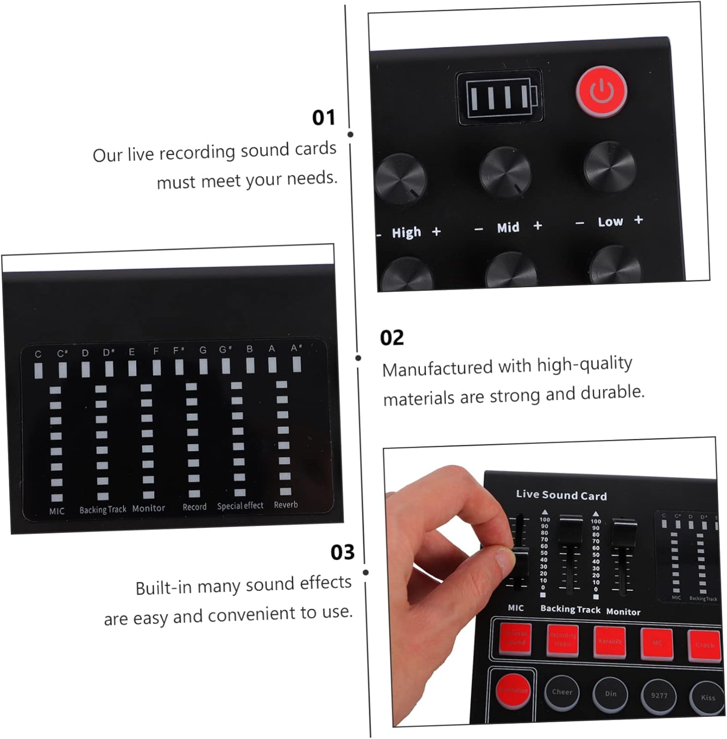 MERRYHAPY Professional Sound Card Live Broadcast Equipment Voice Changer Audio Mixer Compatible Phone Computer