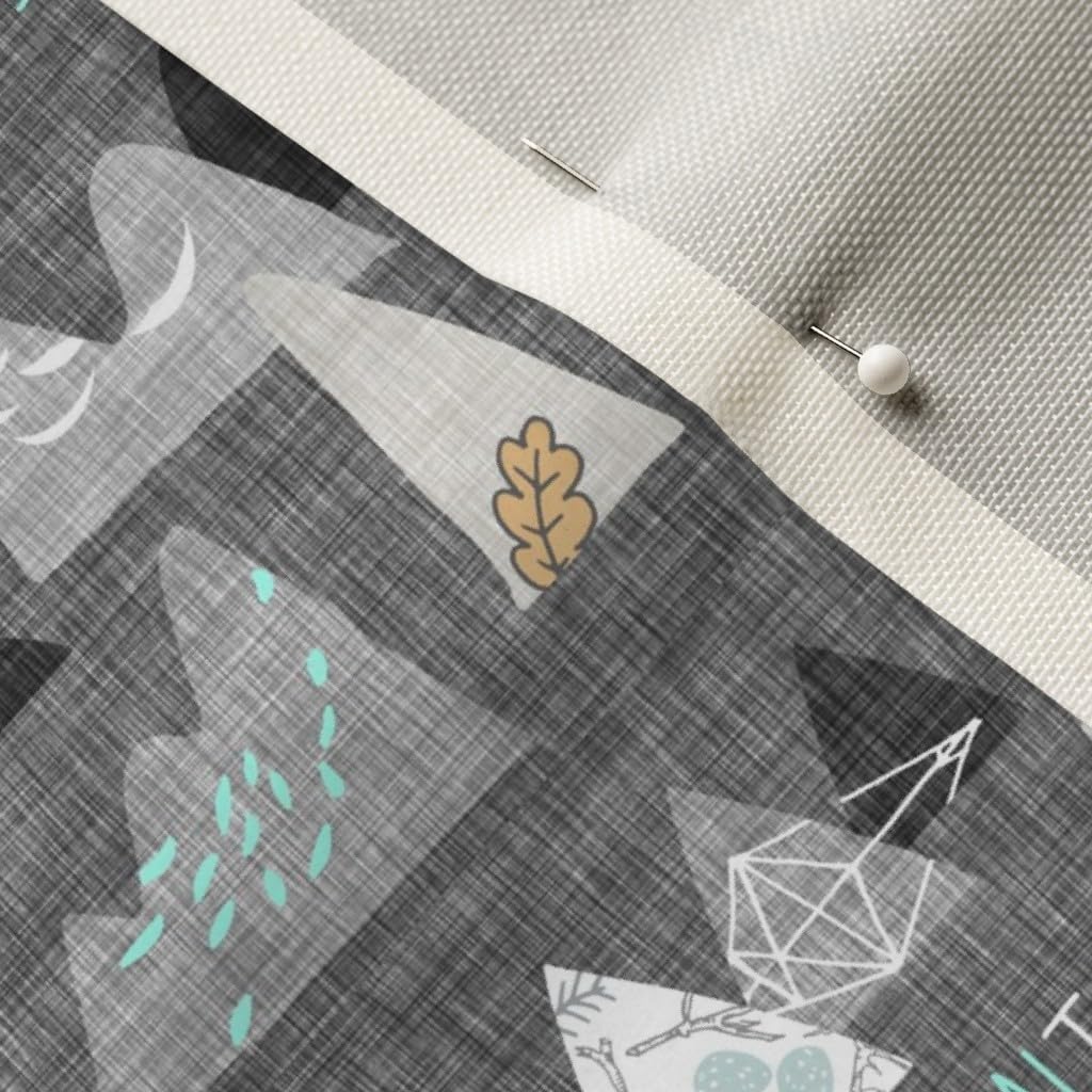 Spoonflower Fabric - Adventure Awaits Charcoal Small Mountain Gray Woodland Printed on Upholstery Velvet Fabric Fat Quarter - Upholstery Home Decor Bottomweight Apparel