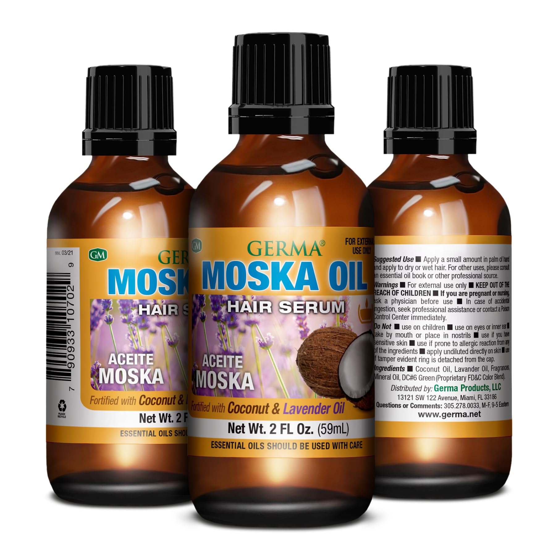 Aceite De Moska Fortificado Con Aceite De Coco Oil 2 Oz. By Germa