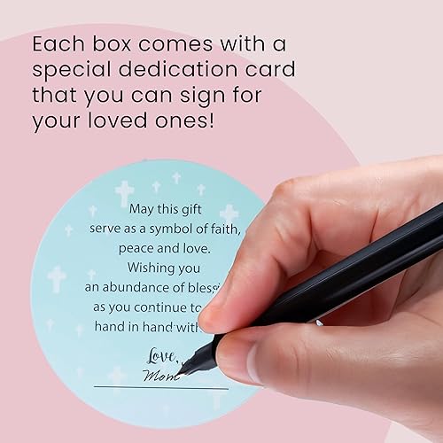 Miniatura 10 de Regalo de Sweet Treasures regalos de bautismo para niños y niñas, primer rosario con caja de recuerdo de cerámica y tarjeta, regalo de primera