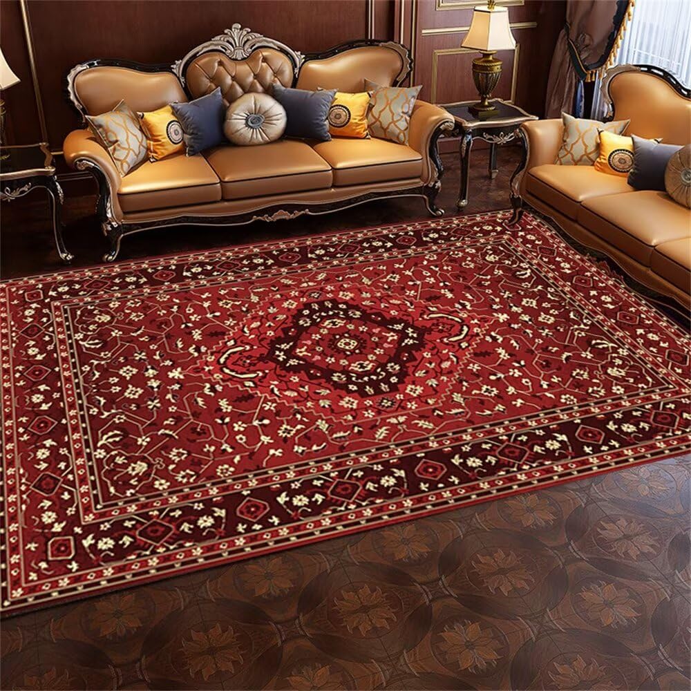 Tapis de sol enfant rouge 120x150 pour créer un coin de jeu vintage et doux