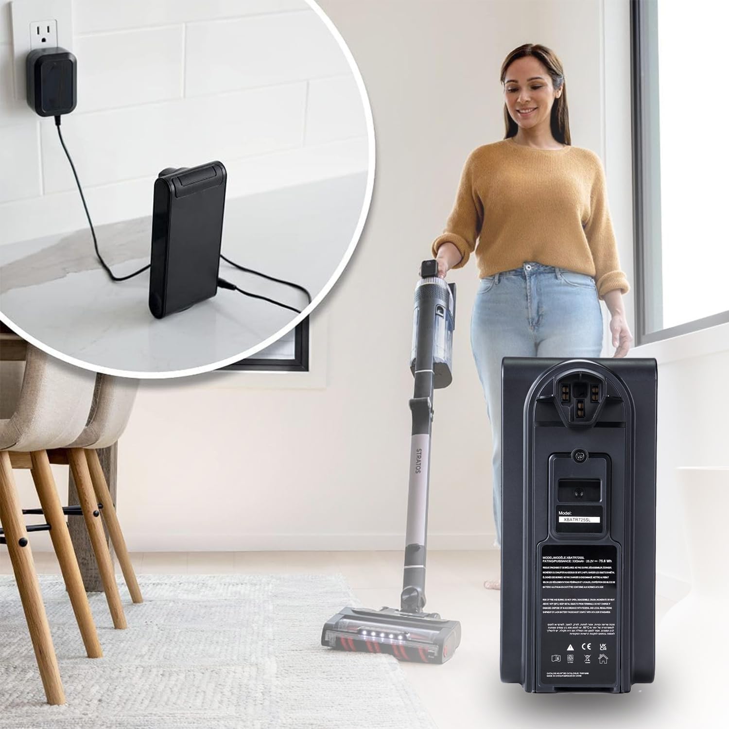 XBATR725SL Battery Replacement Compatible with IZ840H,IZ862H,UZ865H, IZ862HC, UZ865HCCO Shark Cordless Vacuum Cleaners (3000mAh)