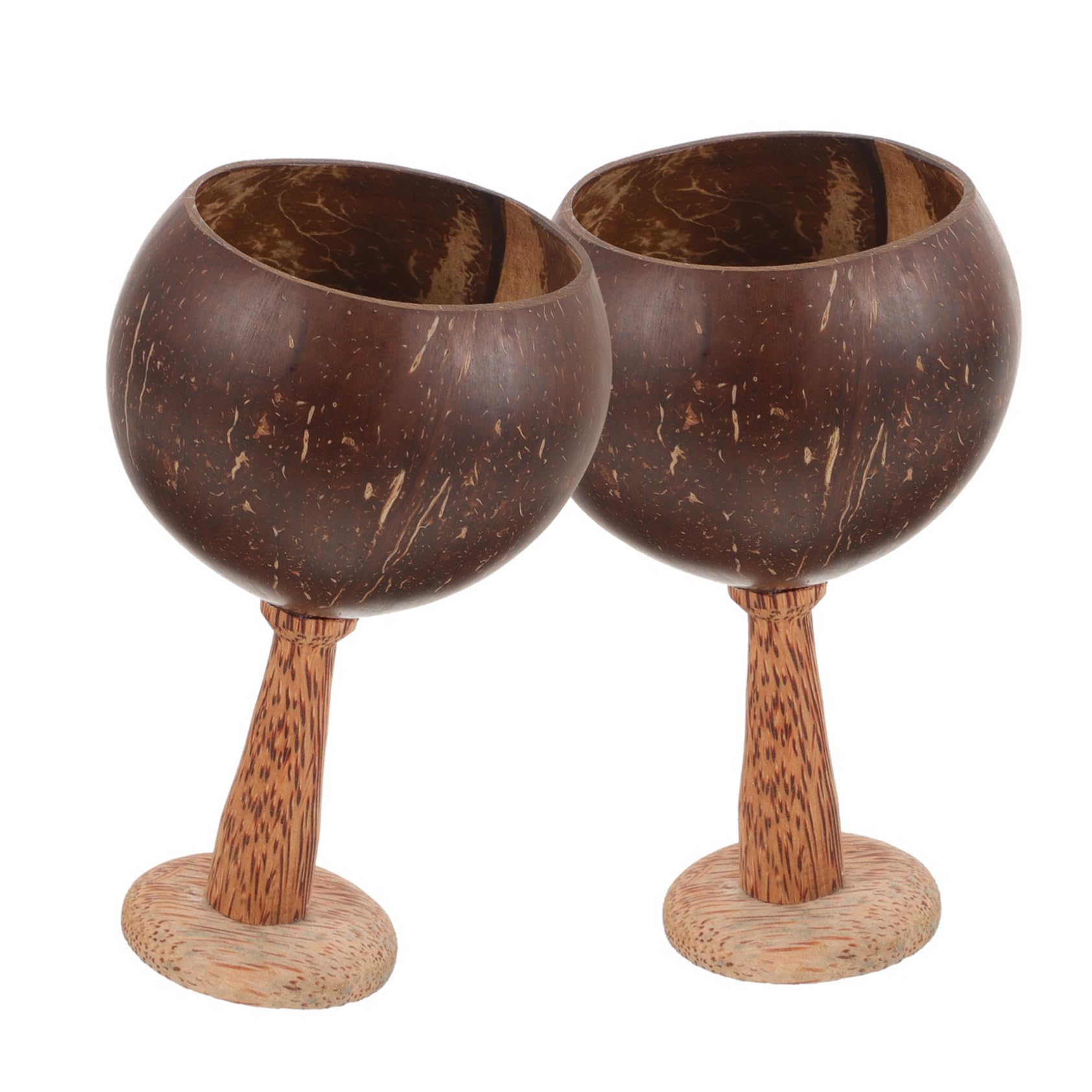 BRIGHTFUFU 2Pcs Coconut Shell Cocktail Goblet Tropical Luau Party Wine Holder Novelty Small Drinking Cups for Unique Coconut Wine Containers
