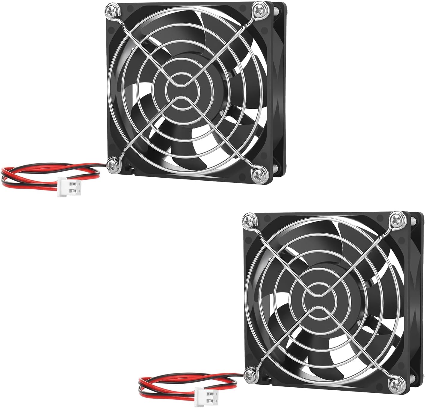 2-Pack 80mm x 25mm DC 12 Volt Fans 2-Pin Brushless Replacement Cooling Fan