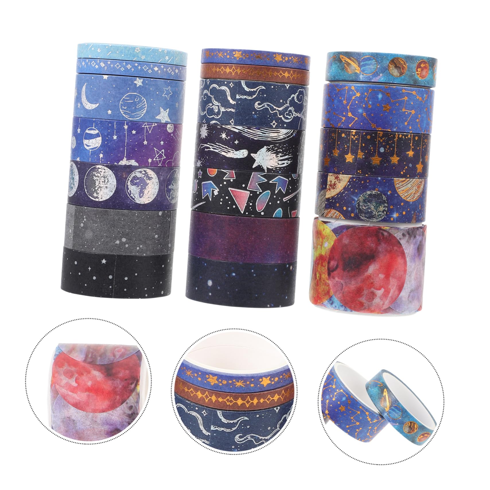 Angoily 5 Sätze Klebeband Set Bastelband Scrapbooking Vintage Washi Tape Bastelband Mehrzweck Washi Tape Selbstklebende DIY Klebebänder Klebeband Zum Verpacken Von 19 Rollen * 5