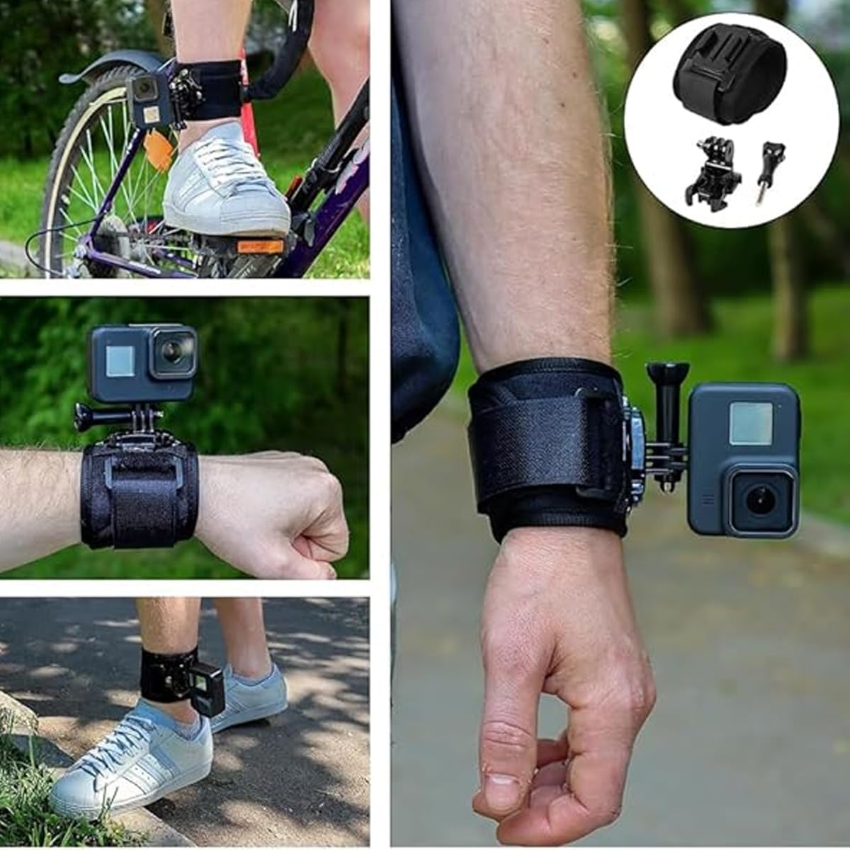 Repose-Poignet Rotatif À 360° pour GoPro Et DJI Osmo, Sangle Réglable avec Vis 1/4", Compatible avec Les Accessoires De Caméra d'action Insta360 One R