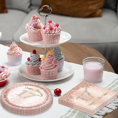 Miniatura 35 de Juego de 40 platos y servilletas de 40 cumpleaños para mujeres, juego de vajilla desechable para fiesta de 40 años de edad para decoración de 40º