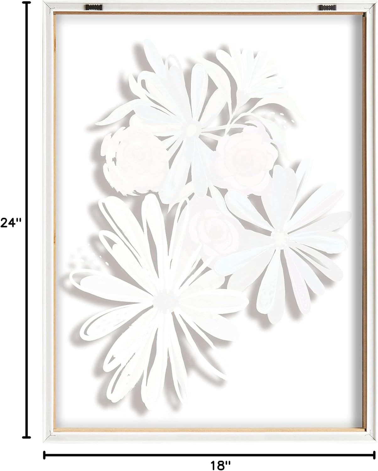 Kate and Laurel Blake Flowers on Glass 2 Whole Flowers Framed Printed Acrylic Wall Art by Jessi Raulet of Ettavee; 18x24 Natural; Decorative Tropical Floral Wall Décor