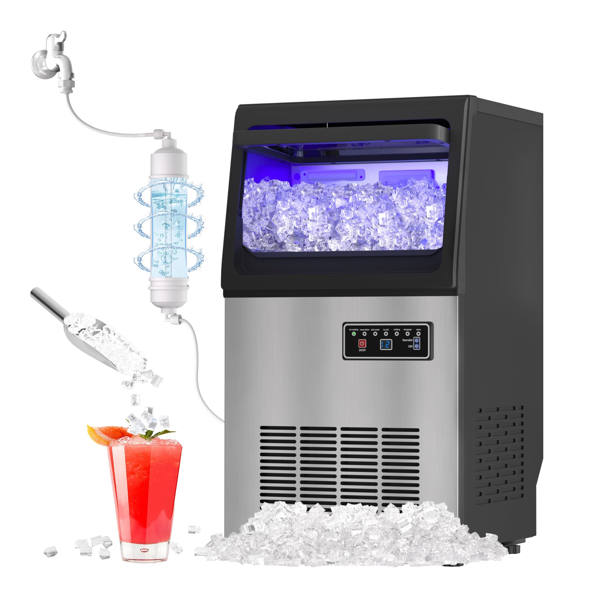 AMADVI Nugget Ice Maker Machine, front view
