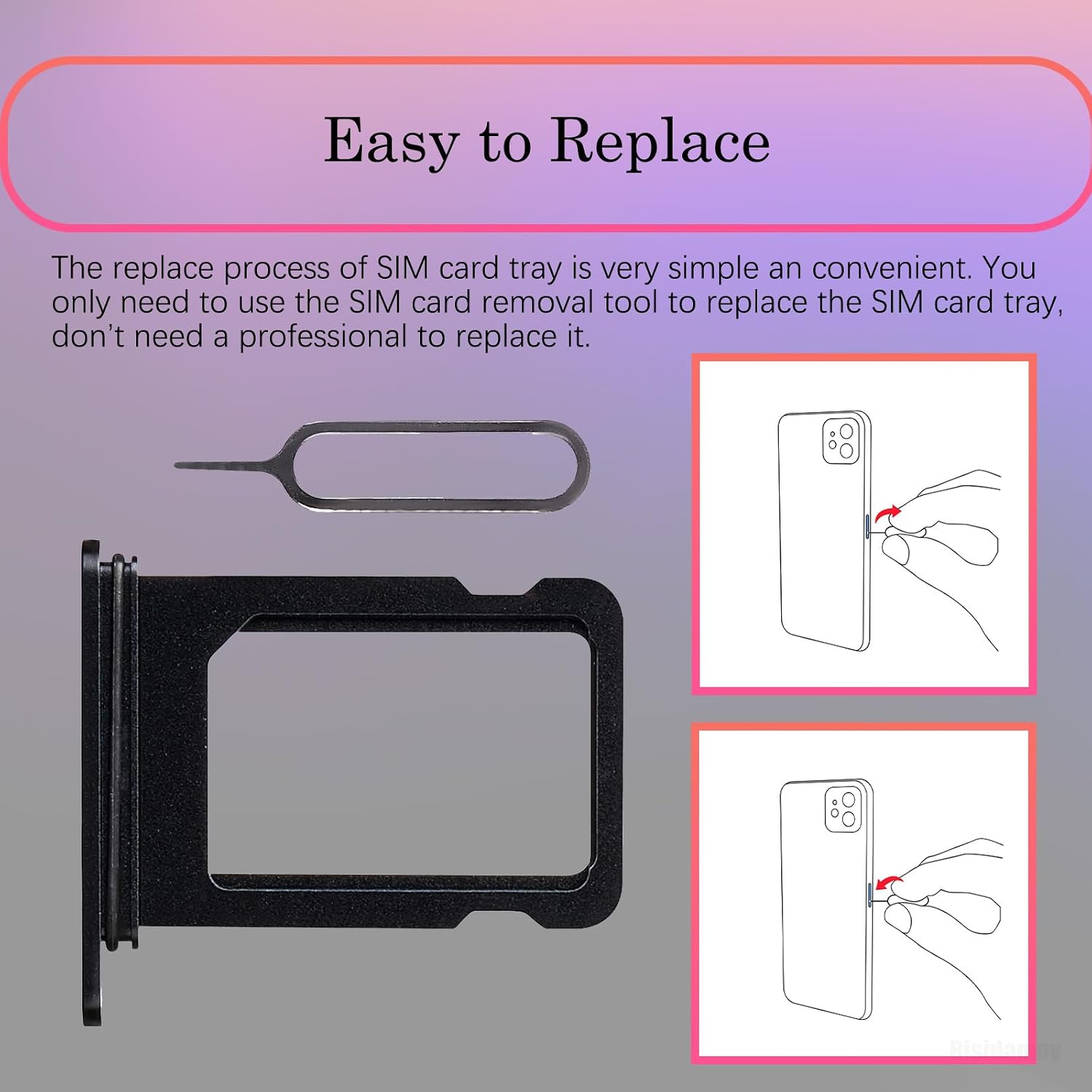 for iPhone 13 Mini Black Single SIM Card Tray Slot Replacement | SIM Ejector Sim Card Tray Holder Adapter Repair Replace Mobile Phone for iPhone 13mini A2626 A2628 A2630 A2629