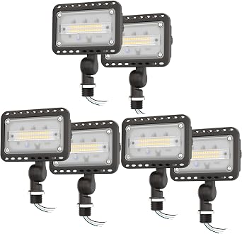 CINOTON 20W LED Flood Lights Outdoor, 2800LM[100W HID/HPS Equiv.] IP65 Waterproof Security Wall Pack Light Fixture with 180Knuckle for Warehouse Porch Barn Garage 5000K Daylight 120V 6 Pack
