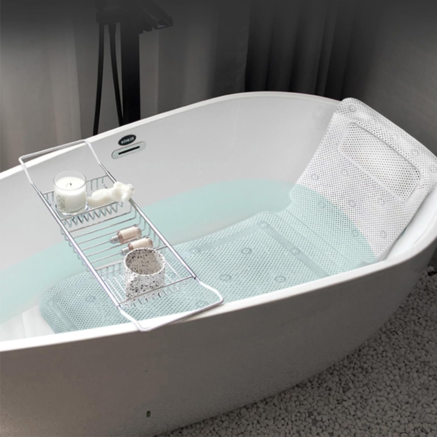 Cuscino Da Bagno Ergonomico Con Ventose E Rete 4D – Supporto Per Collo E Schiena – Include Sacchetti Per Lavaggio E Riporre