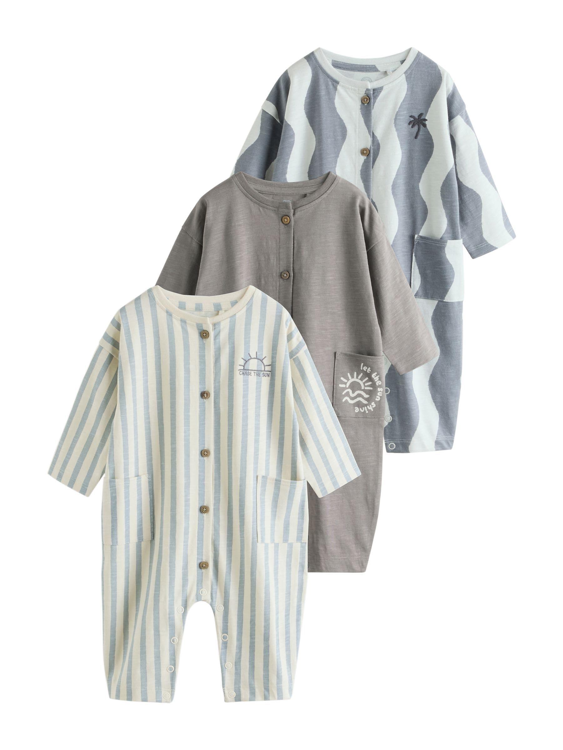 NEXT Baby Jungen Strampelanzüge im 3er-Pack