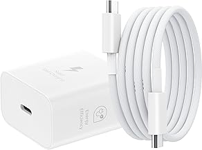 Original Samsung 25W Charger USB Type C Adapter for Samsung Galaxy Z Fold 6/5/4,Z Flip6/5/4, S25/S24/S24+/S24 Ultra, S23/S23+/S23 Ultra/S23 FE PD 3.0 Fast Charging with Type C Cable- White