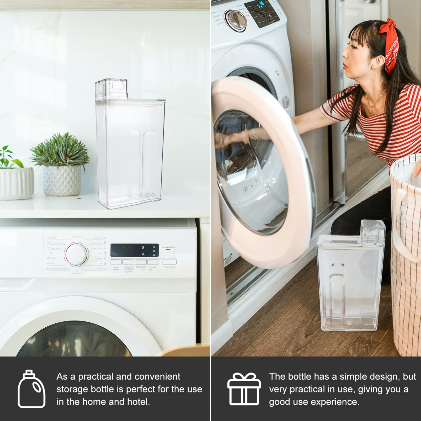 Ipetboom Laundry Dispenser Clear Powder Soap Dispenser Plastic Fabric Softener Dispenser Bottle Transparent Lotion Sub Bottle for Fabric Softener Agent Bleaching