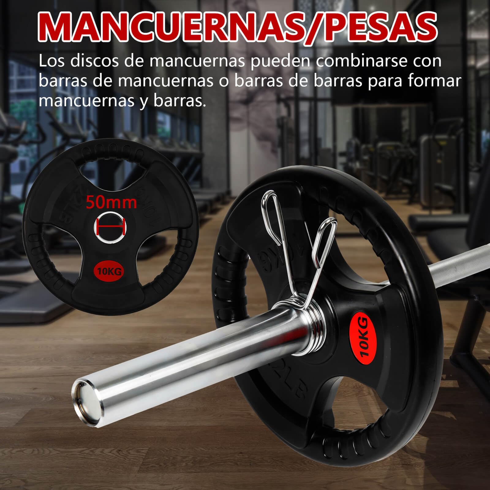 ALLinLIFE Discos Pesas, 2.5/5/7.5/10/15/20kg, Discos Mancuernas de Hierro Fundido Ø30/50mm, Antideslizante/Impermeable, Discos de Pesas Metálicas para Barras Olimpicos