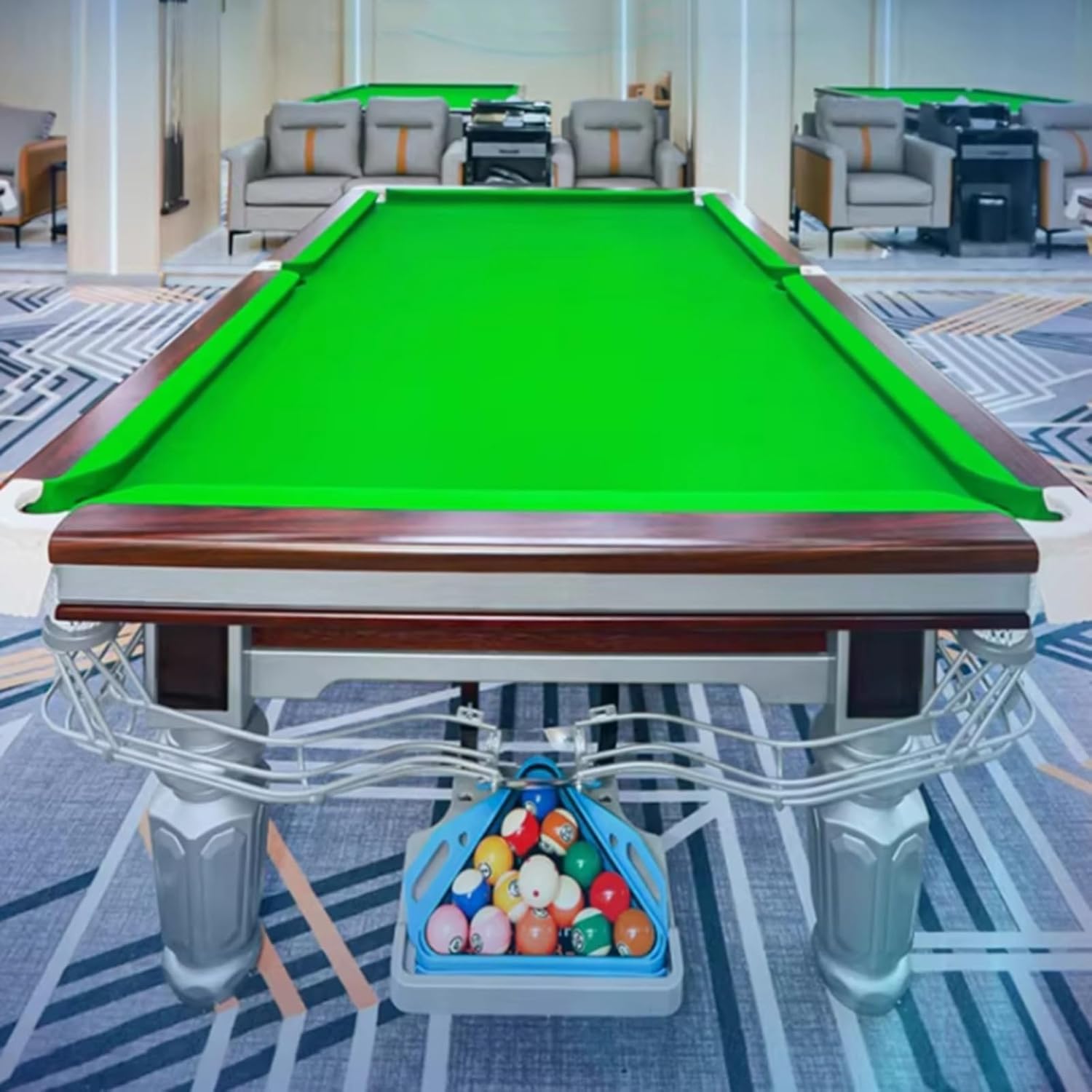 Premium Wood Frame Pool Table, Classic Billiard Game Table with Smooth Felt Surface for Family Entertainment