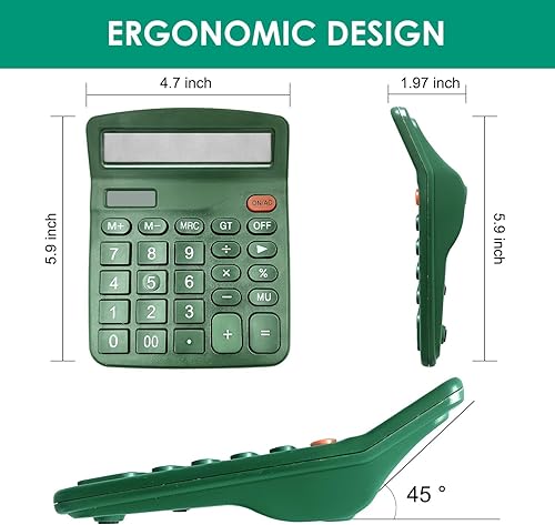 Miniatura 2 de Calculadora de escritorio de 12 dígitos con pantalla LCD grande, calculadora básica con energía dual solar y batería, función estándar para oficina,