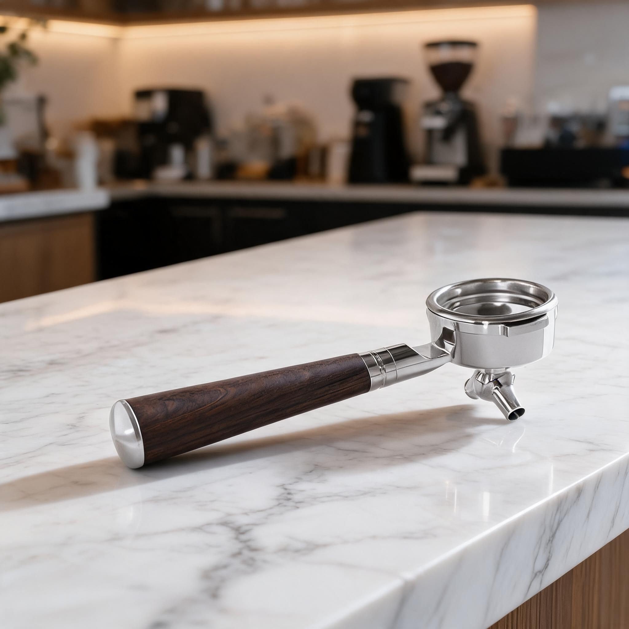 Espresso Portafiltro 58 mm con mango de madera y cesta de filtro de acero inoxidable 304, compatible con para Breville 9 Series, extraíble para facilitar la limpieza, accesorios profesionales para
