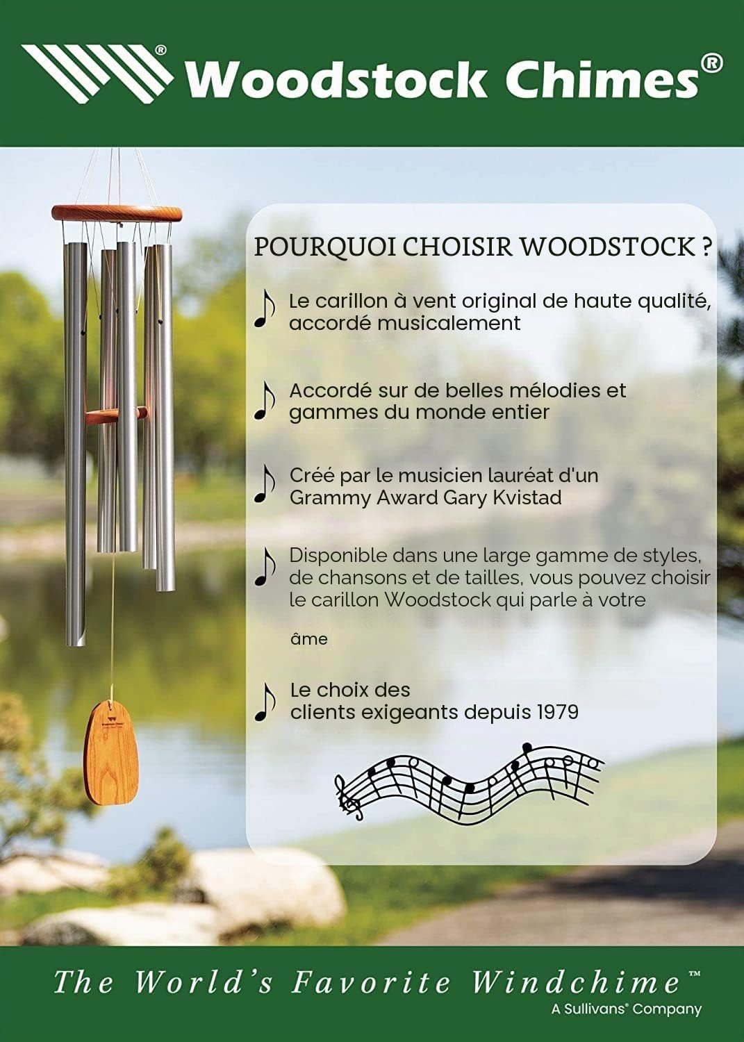 Woodstock Chimes Carillon, Argent, 48 x 6 x 6 cm, wfte