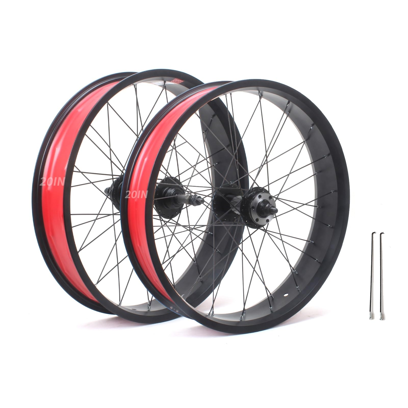 ZXGSXIOU 20in/24in/26in X 4.0" Fat Tire Bike Wheels Disc Brake Snow Front Rear Wheel Solid Shaft 135mm/195mm 36H Hubs Beach Wheelset For 7/8/9/10s Rotary Freewheel 14G Spokes E-Bike