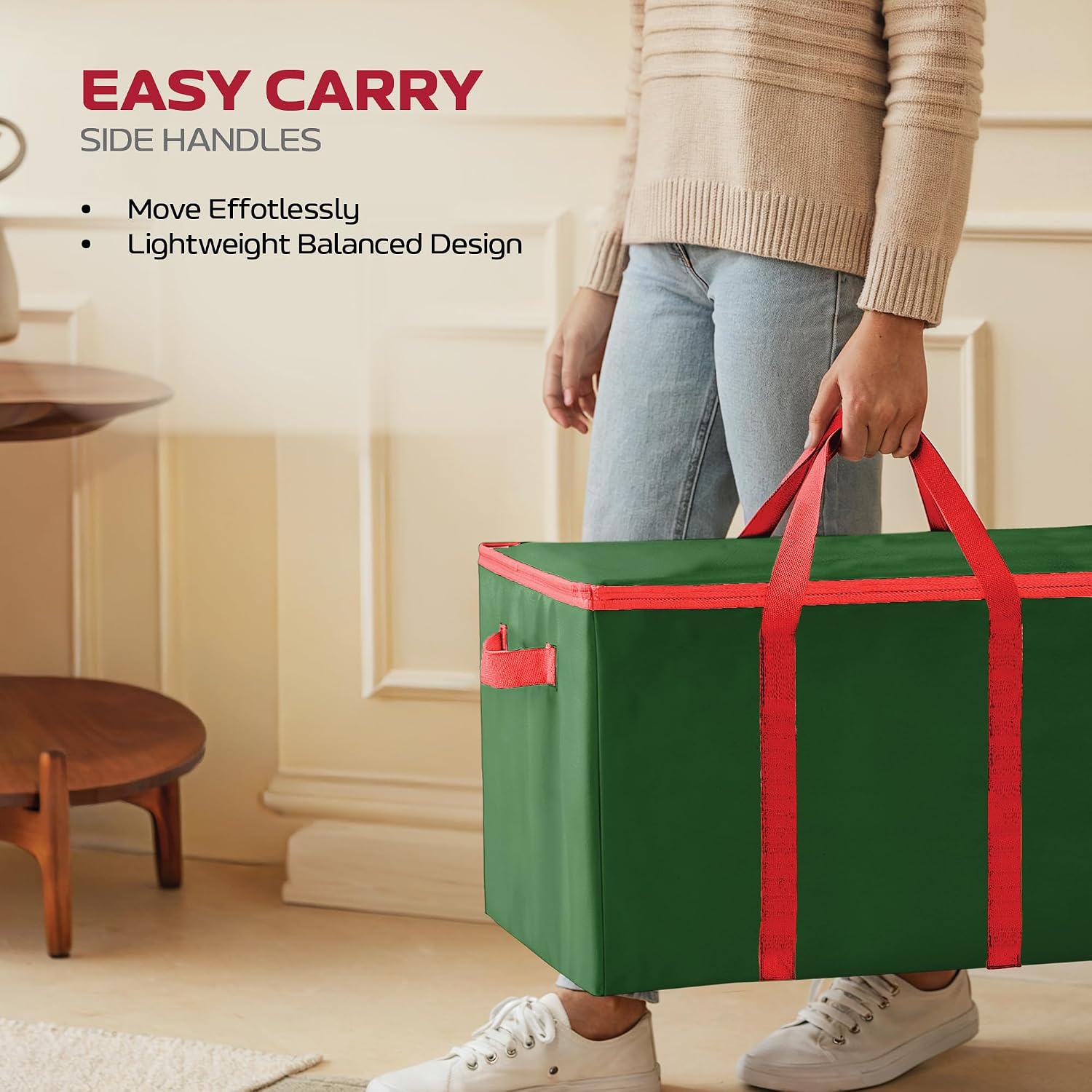 128 Ornament Storage Box, Adjustable Dividers, Stackable Holiday Ornament Organizer with Lid, Durable Fabric Bin for Christmas Decorations – Reinforced Handles, Dustproof, Space-Saving Design