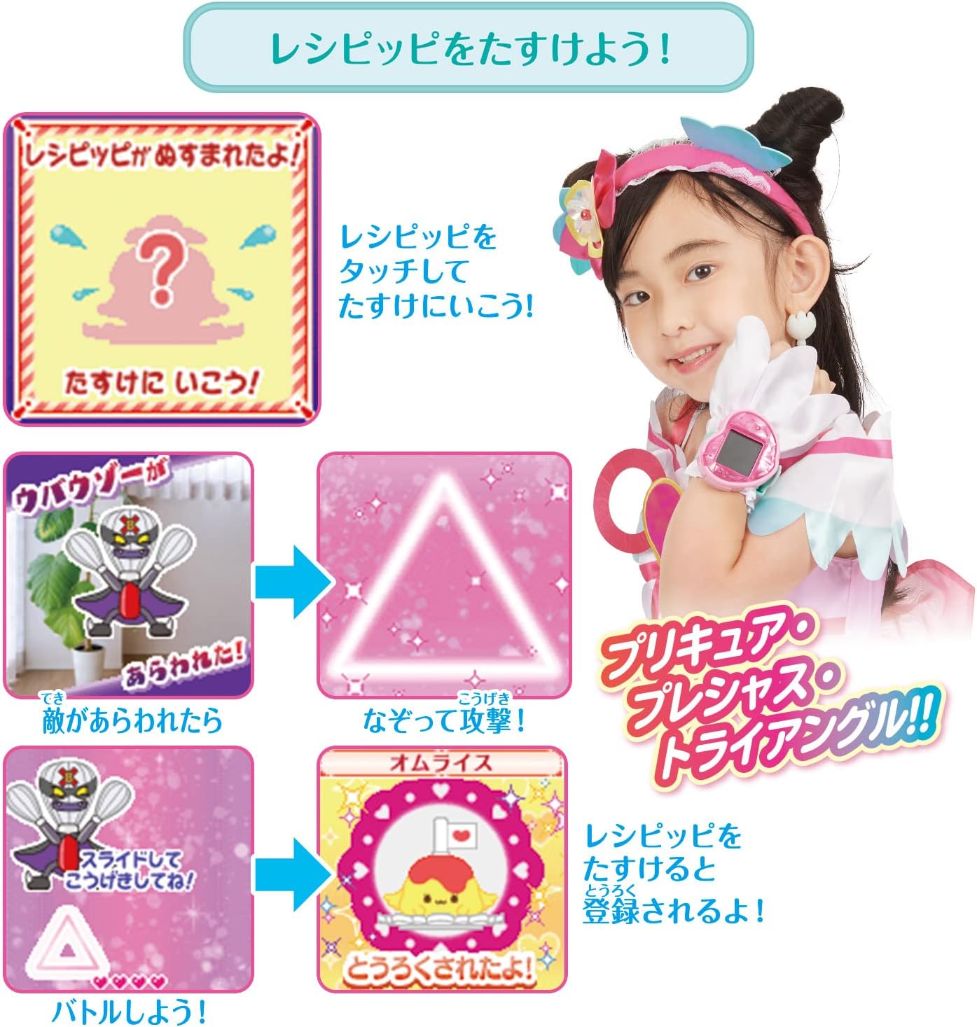 Bandai Delicious Party Pretty Cure Make and Present, Heart Cure Watch (Recommended Age: 3 Years and Up)