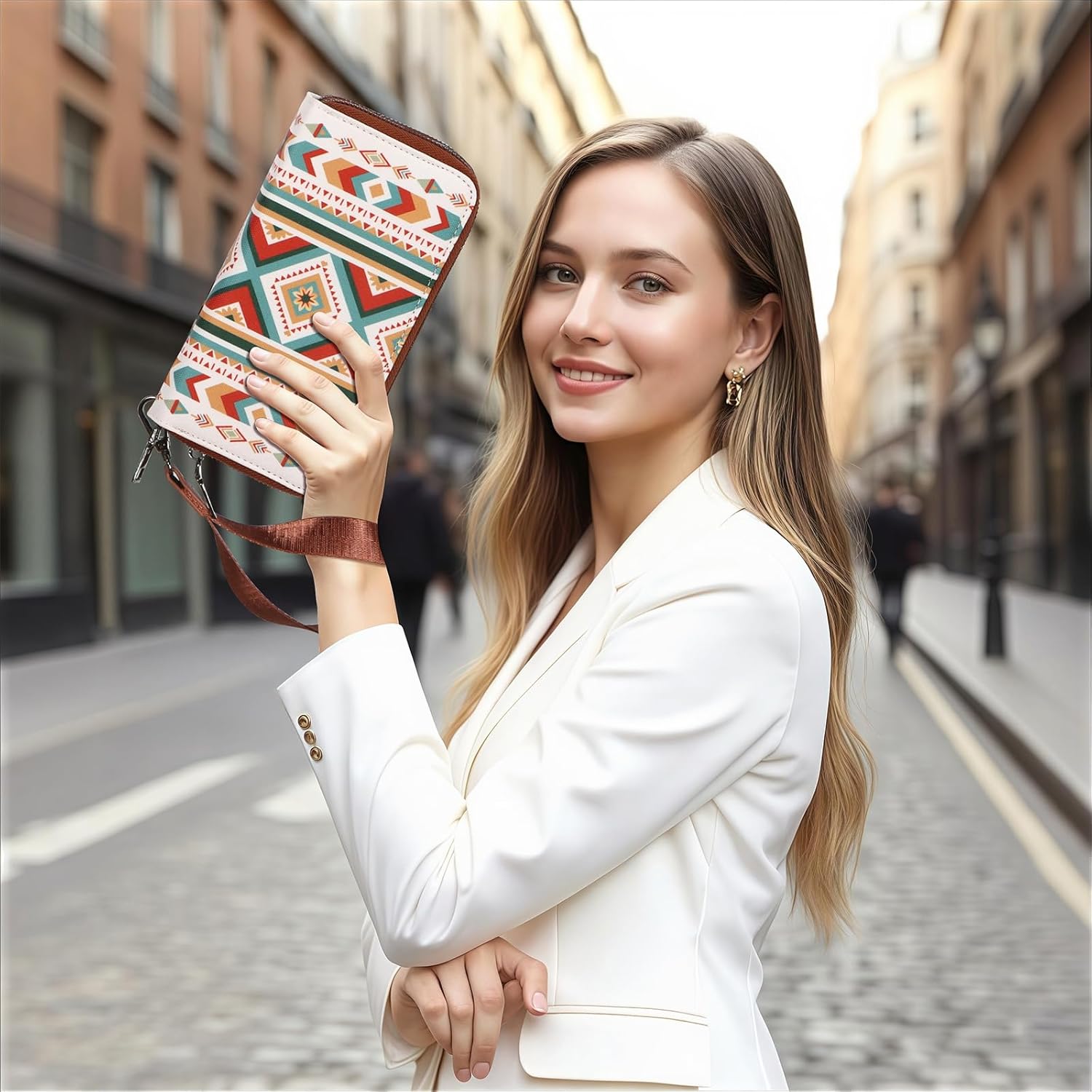 Large Wallets for Women,Rfid Wallets for Women,Boho Aztec Ladies Wallet with Wrist ... - Image 3