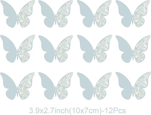 Miniatura 2 de 12 calcomanías de pared de mariposa 3D, decoración de pared de bricolaje, mariposas de papel extraíbles, decoración de dormitorio de niños y boda,